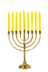 Hanukkah menorah with candles