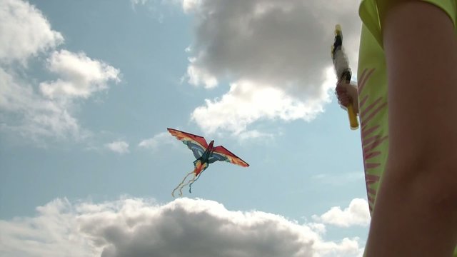 Girl Flying Kite in Sun