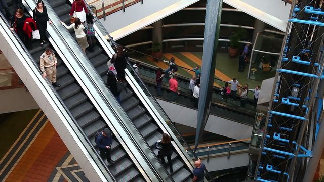 Shopping mall escalator