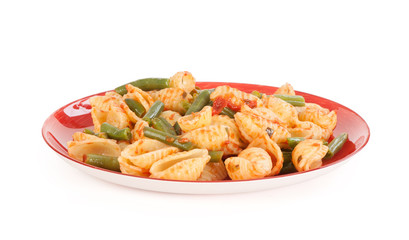 pasta with sauce and French bean