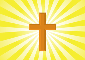 Christian Symbol - Golden cross - Halo Background