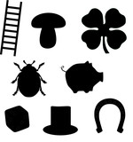 "Glückssymbole Silhouette Ausmalbilder" Stockfotos und lizenzfreie