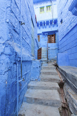 Narrow lanes in the blue city, Jodhpur, Rajasthan.