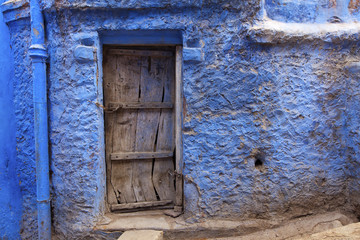 Wooden door of a home in the blue city of Jodhpur