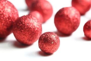 red glitter spheres background