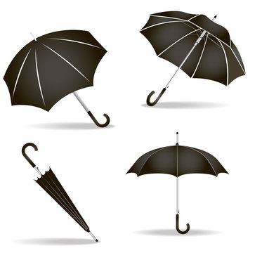 Black umbrellas set