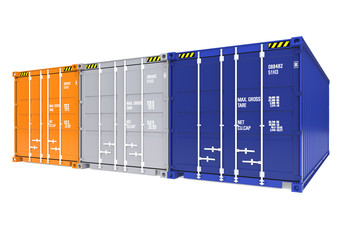 colorful cargo container in line