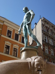 The fencer in Wroclaw in Poland