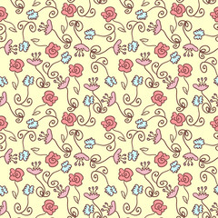 Seamless pattern with beautiful flowers
