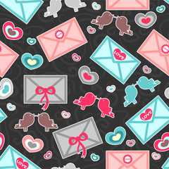 Romantic seamless pattern with love letters