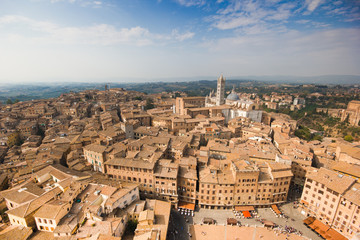 Fototapeta na wymiar Aerial view of Siena, Piazza del Campo