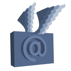 Email symbol with wings.