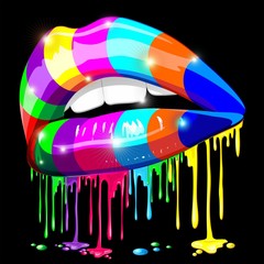 Sensual Lips Psychedelic Paint-Bocca Sensuale Psichedelica - obrazy, fototapety, plakaty