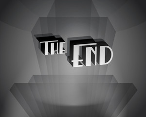 Realistic retro movie ending screen still - The End - Editable Vector.
