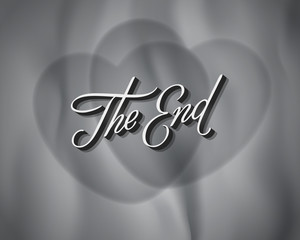 Realistic retro romantic movie ending screen still - The End - Editable Vector.