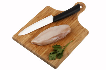 Chicken fillet and knife