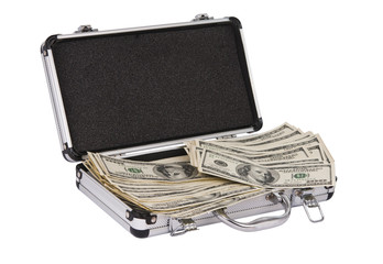 Silver case with dollars