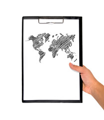 clipboard whit drawing map