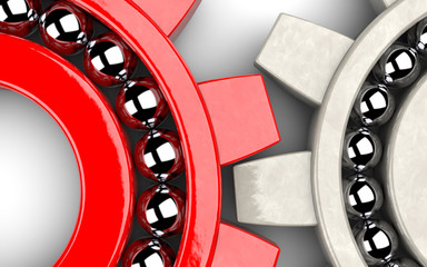 Two gear bearings illustrating team work as concept