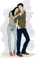 Romantic couple of young people