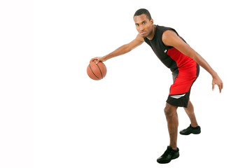 Basketball player isolated in white background