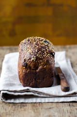 Rye bread with nuts and raisins