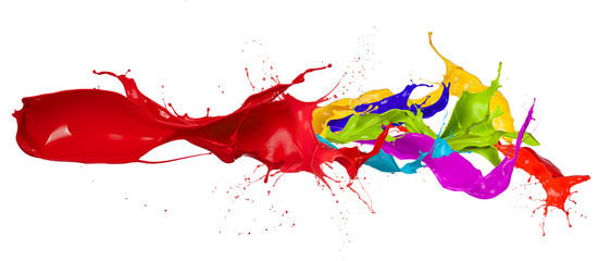  Colored paint splashes isolated on white background © Jag_cz