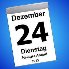 Kalender auf blau - 24.12.2013 - Heiliger Abend