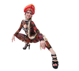 Russian go-go girl with long braid