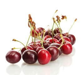 Ripe cherry berries isolated on white
