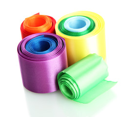 bright silk ribbons, isolated on white