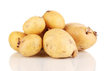 Ripe potatoes isolated on white