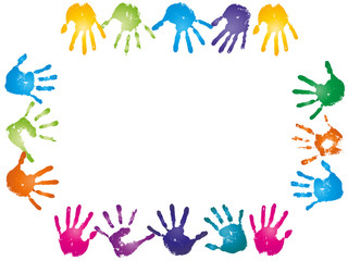 High resolution conceptual painted hand shape isolated on white