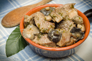 Stufato di carne e funghi, beef and mushrooms stew