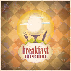 Conception de carte de menu de petit-déjeuner rétro.