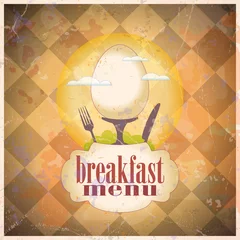 Papier Peint photo autocollant Poster vintage Conception de carte de menu de petit-déjeuner rétro.