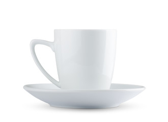 white cup and saucer