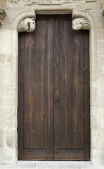 Wooden door with decoration