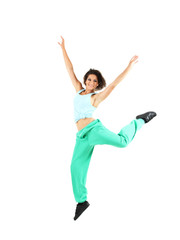 young modern dancer  posing, isolated on white