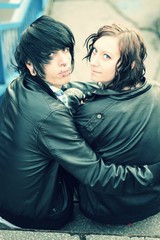 outdoor portrait of a punk couple