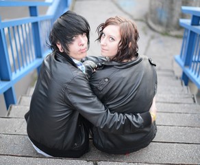 outdoor portrait of a punk couple