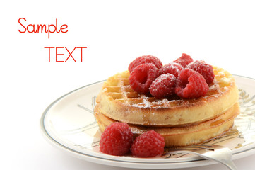Waffles with raspberries