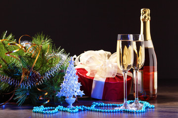 Glasses of champagne at new year party