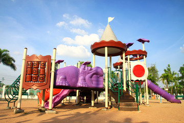 An image of a colorful children playground, without children wit