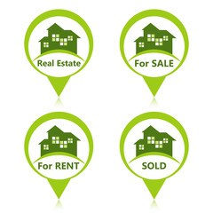 Real Estate Sign Pins - For Sale, For Rent, Sold.