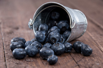 Blueberries on wood
