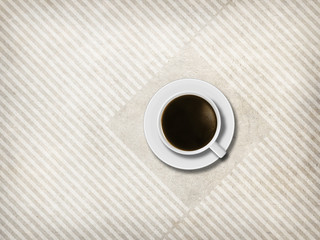 blank paper, Coffee, pencil on stripe background