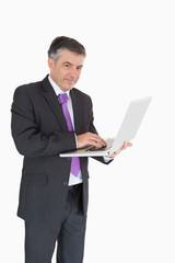 Businessman working on laptop