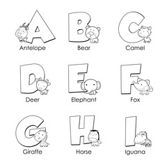Coloring Alphabet for Kids,A to I