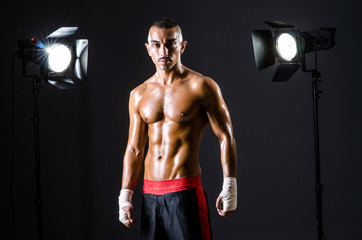Fototapeta na wymiar Boxer światłami studyjnych w koncepcji sportowej